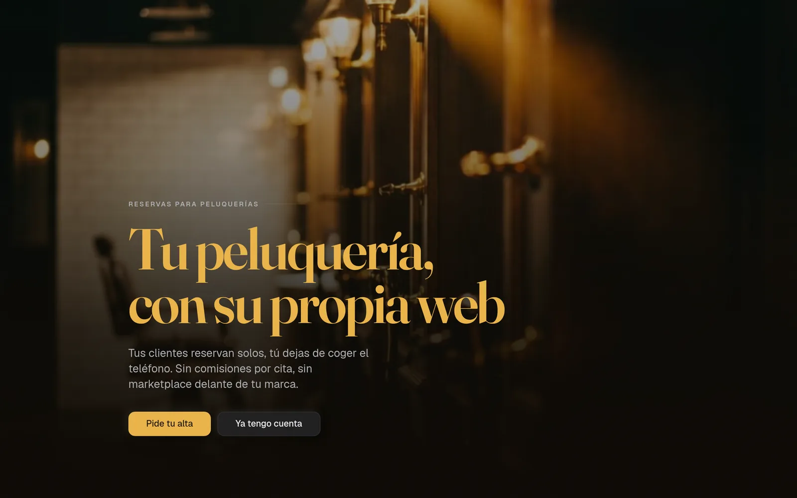 Página de inicio de Salonio en escritorio